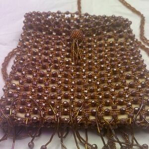 Elegant Beaded Brown Bag